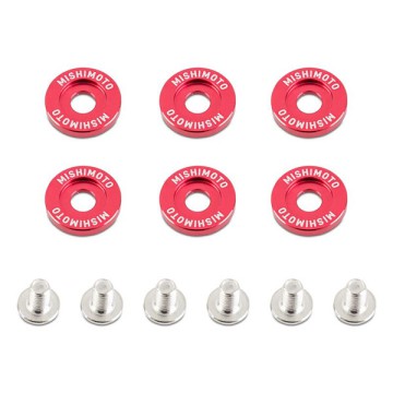 MISHIMOTO M6 x 1.0 FENDER WASHERS - RED - 20MM