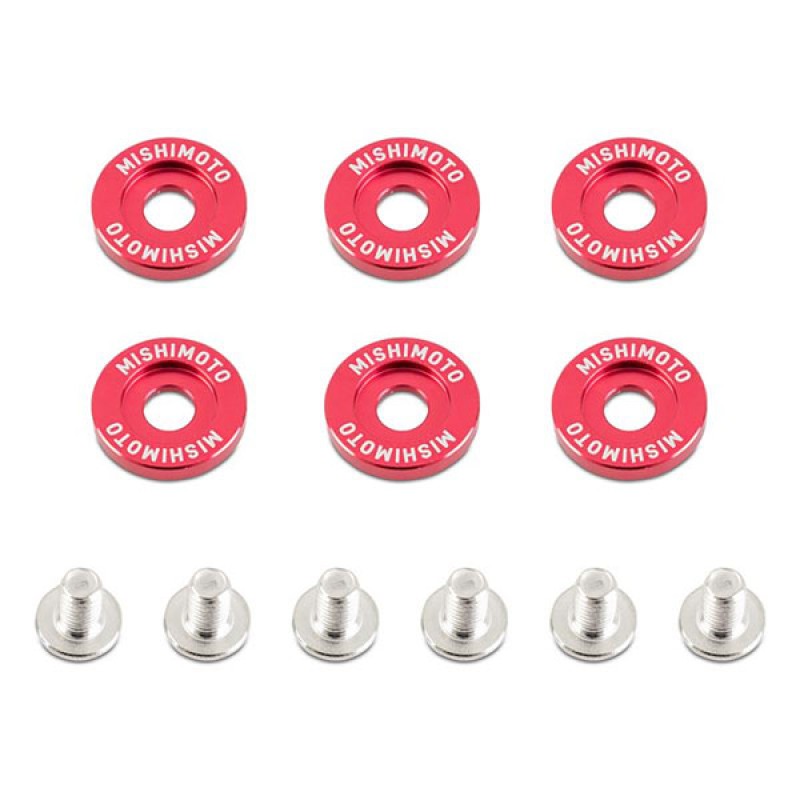 MISHIMOTO M6 x 1.0 FENDER WASHERS - RED - 20MM