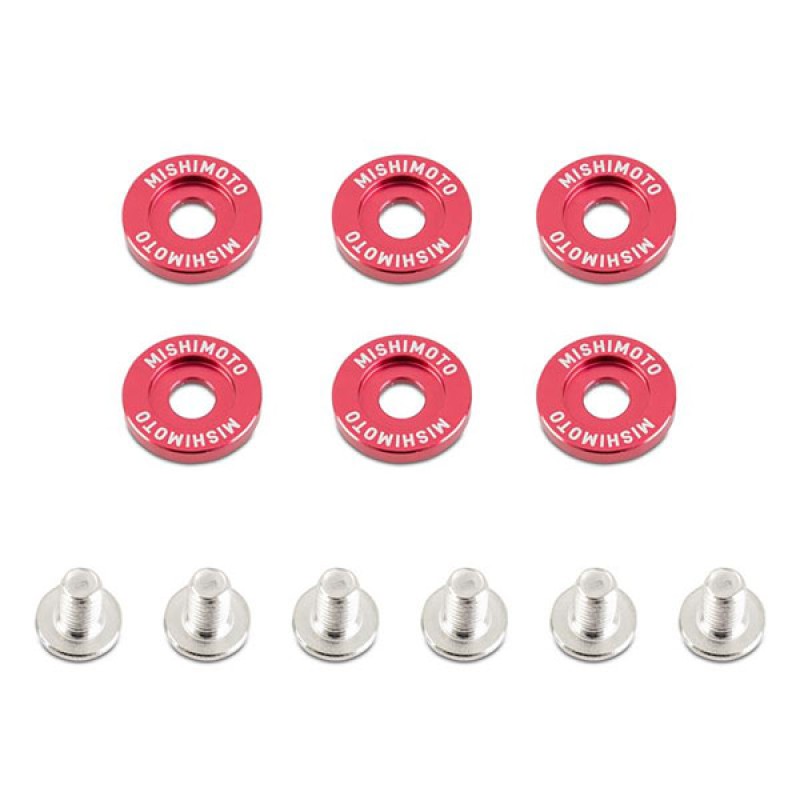 MISHIMOTO M6 x 1.0 FENDER WASHERS - RED - 16,7MM