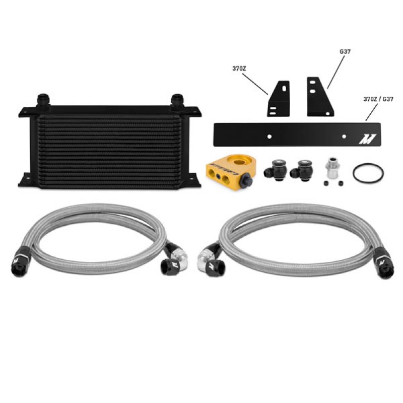 MISHIMOTO OIL COOLER KIT FOR NISSAN 370Z - BLACK COOLER THERMOSTATIC