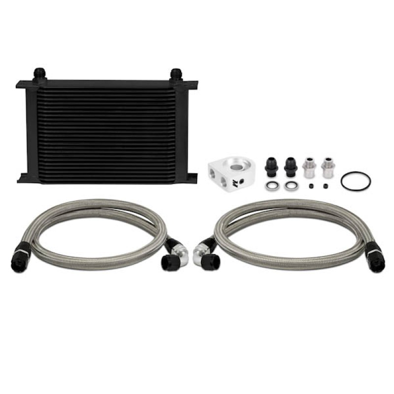 MISHIMOTO UNIVERSAL OIL COOLER KIT 25-ROW - BLACK COOLER NON THERMOSTATIC