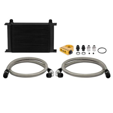 MISHIMOTO UNIVERSAL OIL COOLER KIT 25-ROW - BLACK COOLER THERMOSTATIC