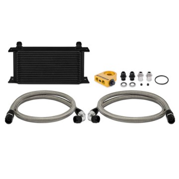 MISHIMOTO UNIVERSAL OIL COOLER KIT 19-ROW - BLACK COOLER THERMOSTATIC