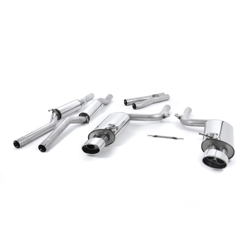 Audi RS4 B7 - Non-Valved & Resonated Cat-Back Exhaust System with Polished Oval Trims