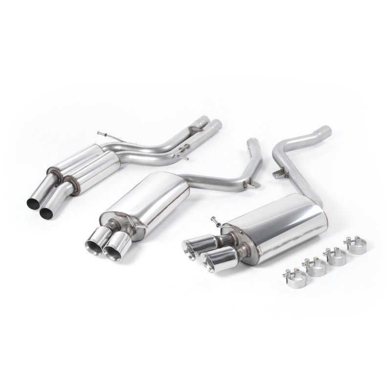 Audi S5 V8 - Resonated (Quieter) Cat-Back Exhaust System with Polished Trims (For Manual Models)