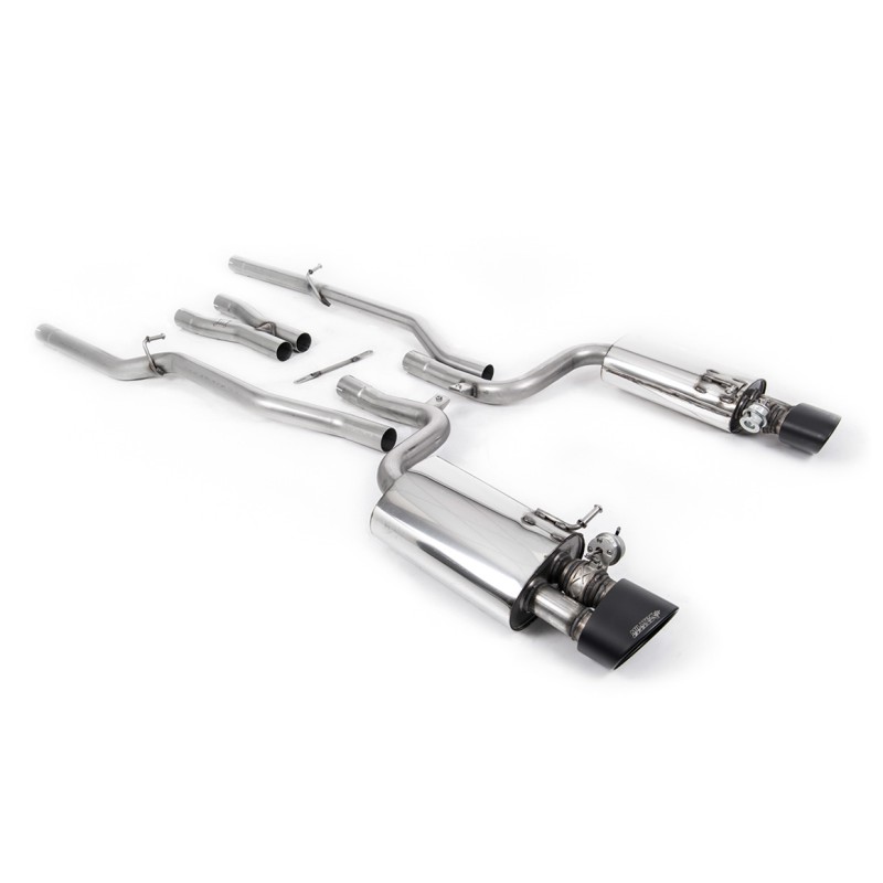 Audi RS4 B7 - Valved & Non-Resonated Cat-Back Exhaust System With Satin Black Sheen Trims