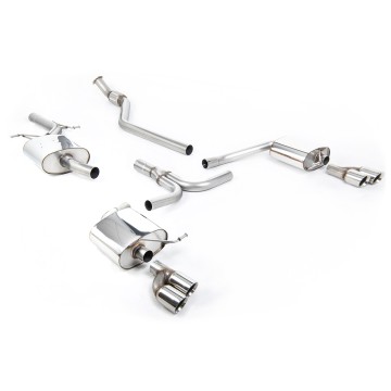 Audi A4 2.0 B8 S line (Manual) - Resonated (Quieter) Cat-Back Exhaust System with Quad-outlet GT80 Polished Trims