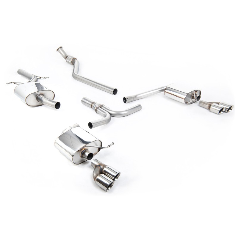 Audi A4 2.0 B8 S line (Manual) - Resonated (Quieter) Cat-Back Exhaust System with Quad-outlet GT80 Polished Trims