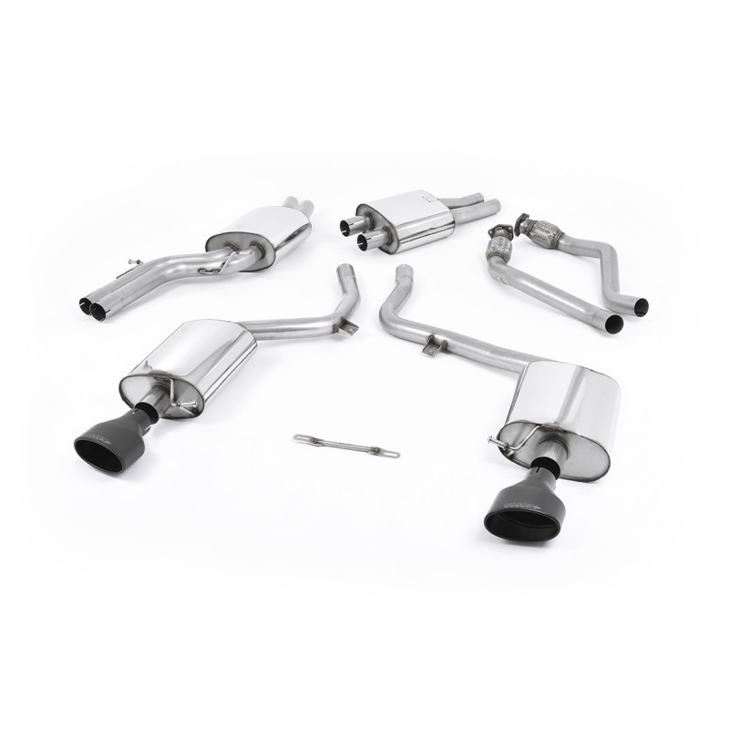 Audi S4 V6/S5 3.0 B8 Sportback - Resonated (Quieter) Cat-Back Exhaust System with Dual Oval Cerakote Black Trims