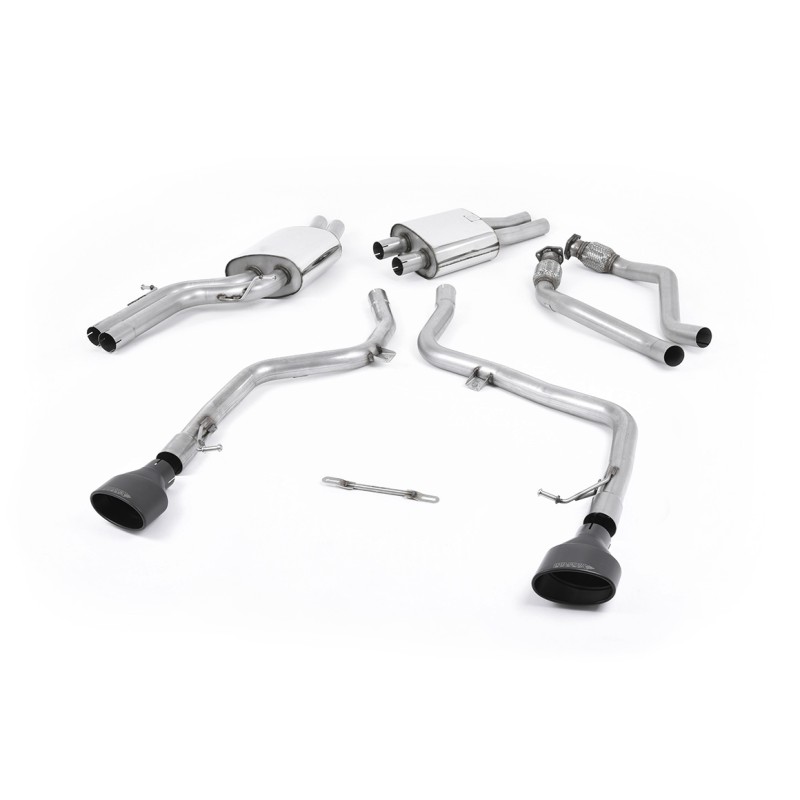 Audi S5 B8 (S tonic) - Race Non-Resonated (Louder) Cat-Back Exhaust System with Black Oval Trims