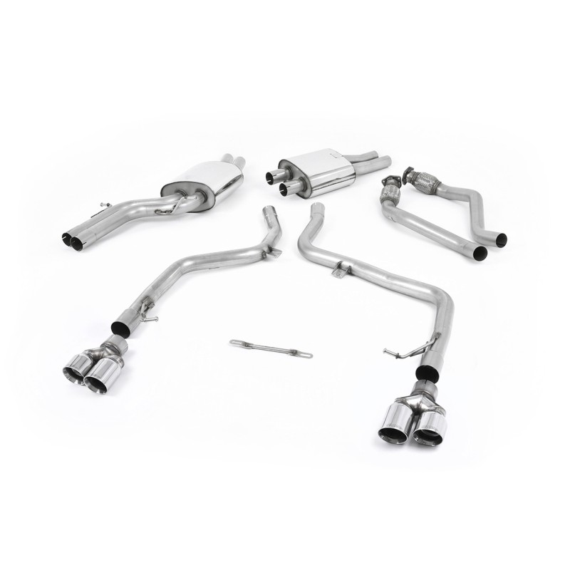 Audi S5 B8 (S tonic) - Race Non-Resonated (Louder) Cat-Back Exhaust System with Quad Polished Trims