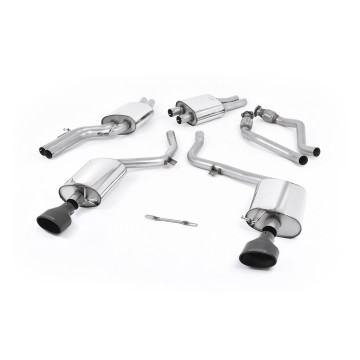Audi S5 B8 (S tonic) - Resonated (Quieter) Cat-Back Exhaust System with Dual Cerakote Black Trims