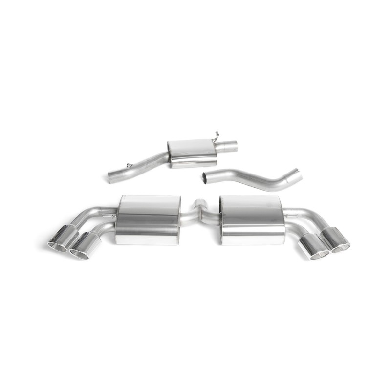 Audi TTS MK2 Quattro - Resonated (Quieter) Cat-Back Exhaust System with Quad Polished Trims