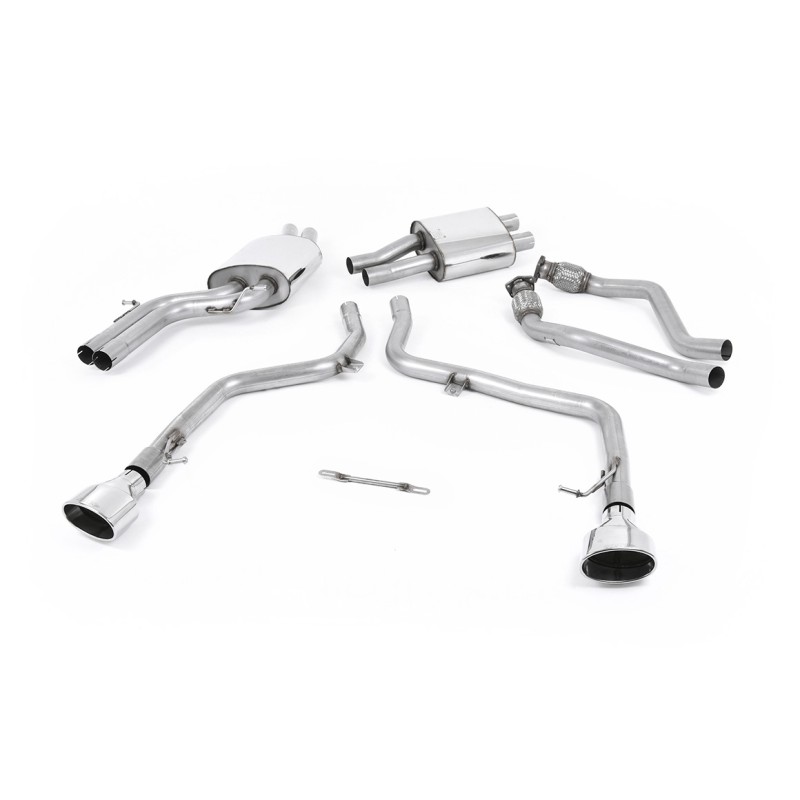 Audi S5 B8 (S tonic) - Race Non-Resonated (Louder) Cat-Back Exhaust System with Polished Oval Trims