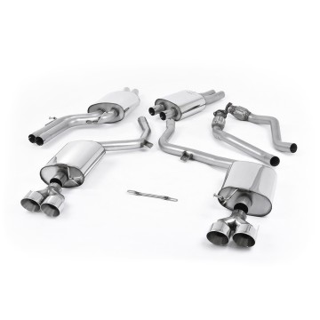Audi S4 V6/S5 3.0 B8.5 Sportback - Resonated (Quieter) Cat-Back Exhaust System with Quad Outlet Polished Trims