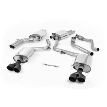 Audi S4 V6/S5 3.0 B8.5 Sportback - Resonated (Quieter) Cat-Back Exhaust System with Quad Outlet Ceramic Black Trims