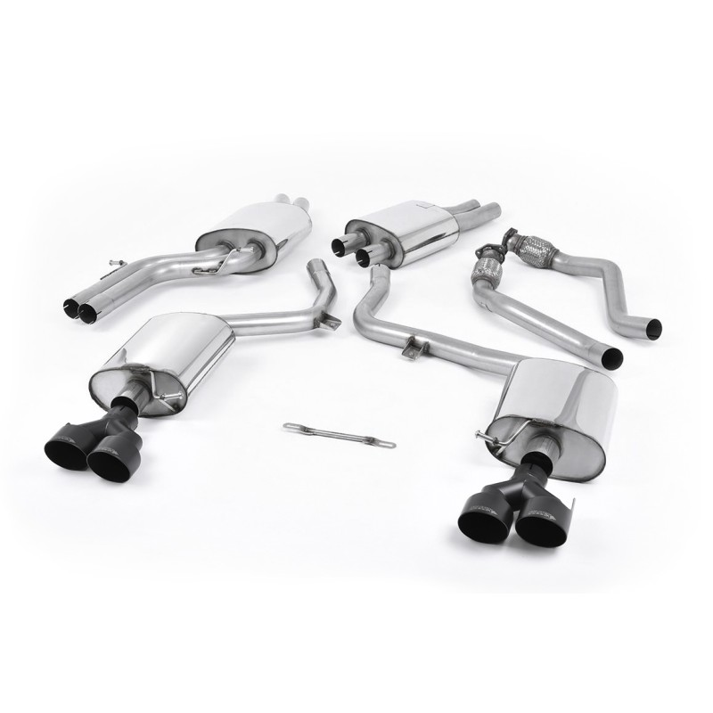Audi S4 V6/S5 3.0 B8.5 Sportback - Resonated (Quieter) Cat-Back Exhaust System with Quad Outlet Ceramic Black Trims