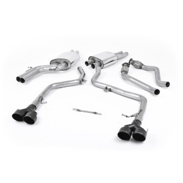 Audi S4 V6/S5 3.0 B8.5 Sportback - Cat-Back Race (Louder) Exhaust System with Quad Outlet Ceramic Black Trims