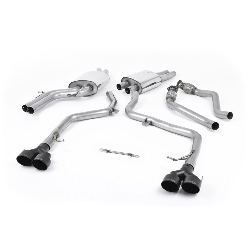 Audi S4 V6/S5 3.0 B8.5 Sportback - Cat-Back Race (Louder) Exhaust System with Quad Outlet Ceramic Black Trims