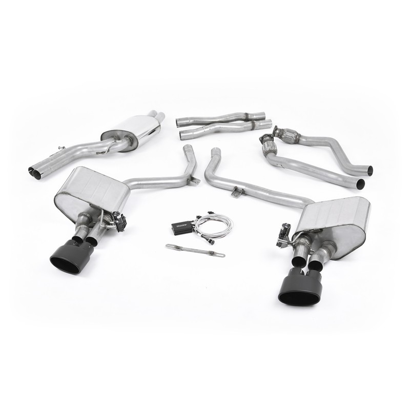 Audi S4 V6/S5 3.0 B8 - Valved & Resonated (Quieter) Cat-Back Exhaust System with Black Oval Trims