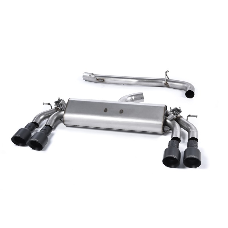 Audi S3 8V.2 - Non-Resonated (Louder) Cat-Back Exhaust System with Quad Round Cerakote Black Trims