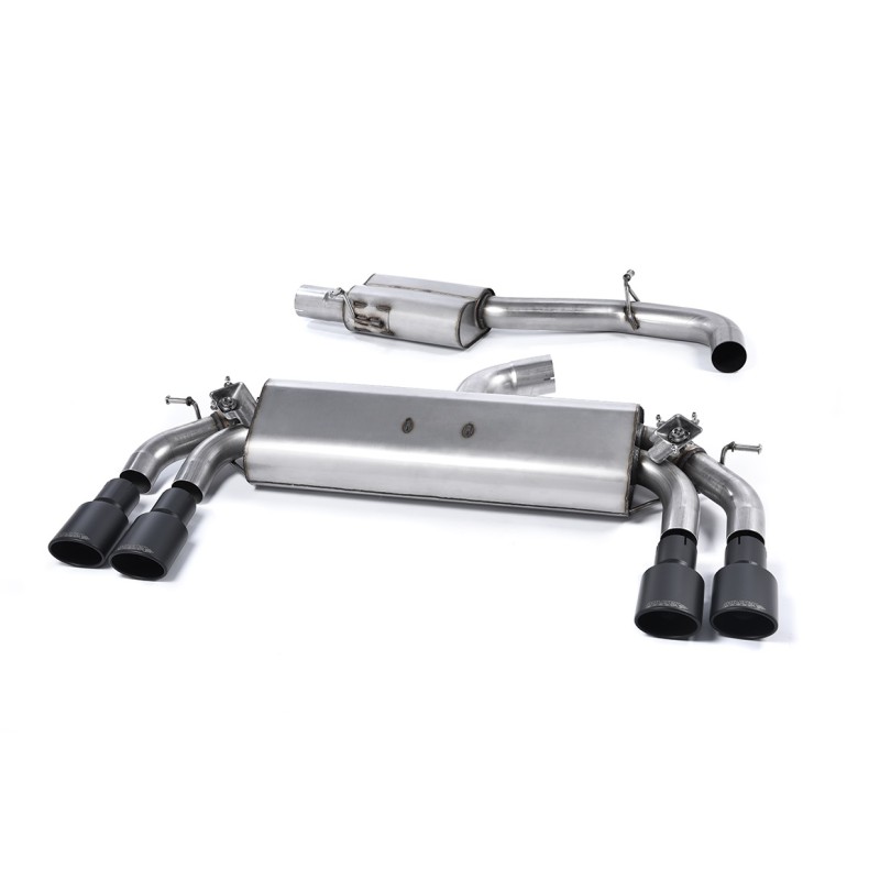 Audi S3 8V/8V.2 - Resonated (Quieter) Cat-Back Exhaust System with Quad Oval Cerakote Black Tips