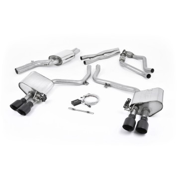 Audi S4 V6/S5 3.0 B8.5 - Valved & Resonated (Quieter) Cat-Back Exhaust System with Black Velvet Trims