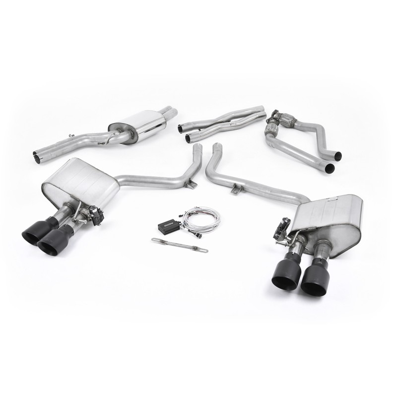 Audi S4 V6/S5 3.0 B8.5 - Valved & Resonated (Quieter) Cat-Back Exhaust System with Black Velvet Trims