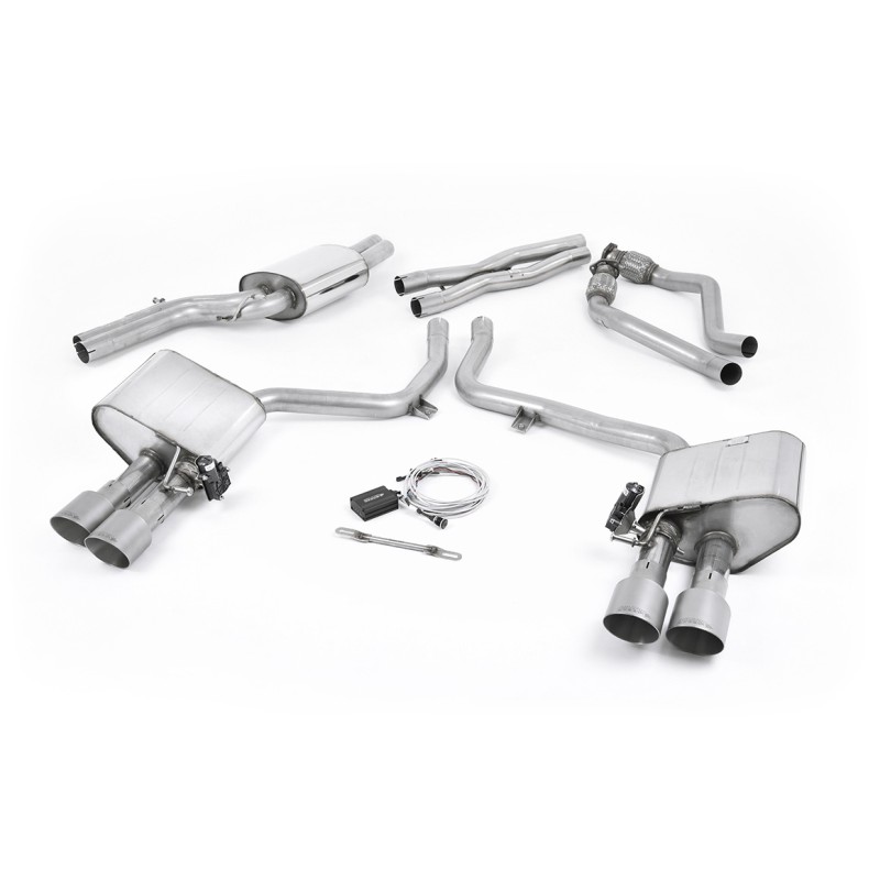 Audi S4 V6/S5 3.0 B8.5 - Valved & Resonated (Quieter) Cat-Back Exhaust System with Titanium Trims