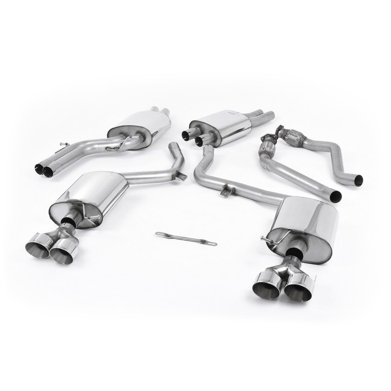 Audi S5 B8.5 Coupe/Cabriolet - Resonated (Quieter) Cat-Back Exhaust System with Polished Quad Outlet Trims