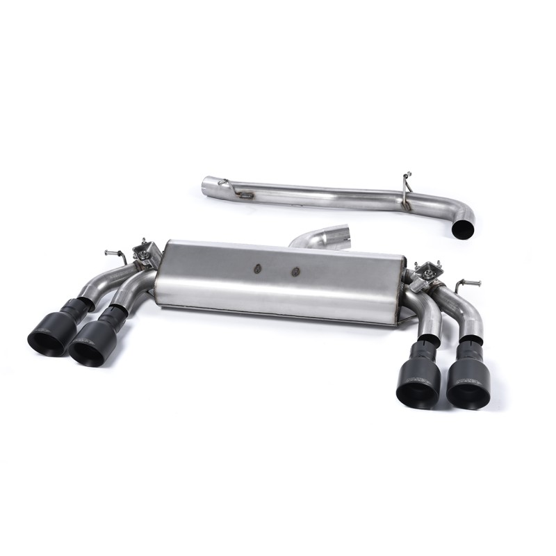 Audi S3 8V.2 Sportback - Non-Resonated (Louder) Cat-Back Exhaust System with Quad Round Cerakote Black Trims