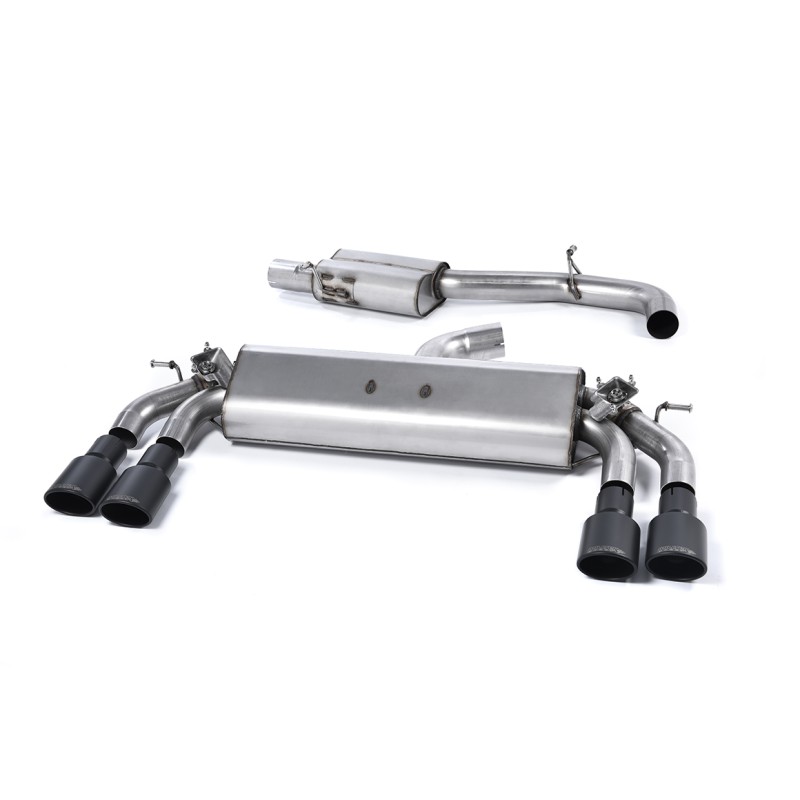 Audi S3 8V/8V.2 Sportback Non GPF - Resonated (Quieter) Cat-Back Exhaust System with Quad Oval Cerakote Black Trims