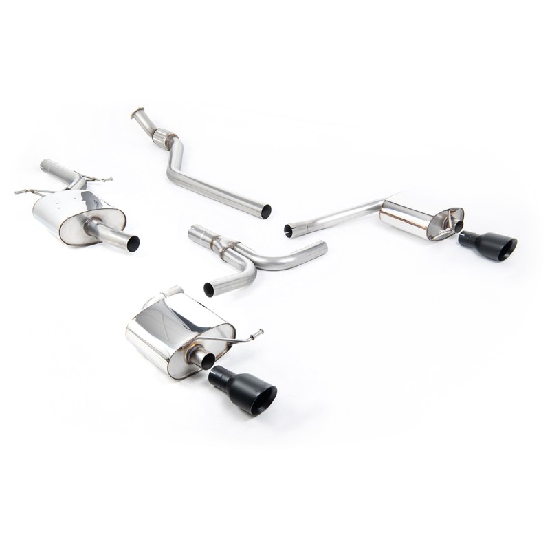 Audi A4 2.0 B8 S line (Manual) - Resonated (Quieter) Cat-Back Exhaust System with Dual-outlet Cerakote Black Trims