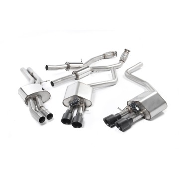 Audi S8 D4 Quattro - Resonated (Quieter) Cat-Back Exhaust System with Cerakote Black Trims