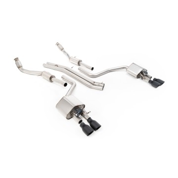 Audi S8 D4 Quattro - Non-Resonated (Louder) Cat-Back Exhaust System with Cerakote Black Trims