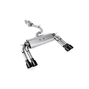 Audi S3 8V/V.2 - Resonated (Quieter) Cat-Back Exhaust System with Quad Round Cerakote Black Tips