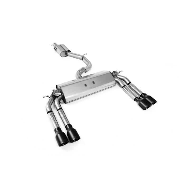 Audi S3 8V/V.2 - Resonated (Quieter) Cat-Back Exhaust System with Quad Round Cerakote Black Tips