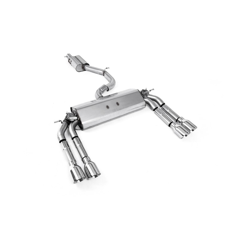 Audi S3 8V/V.2 - Resonated (Quieter) Cat-Back Exhaust System with Quad Round Polished Trims