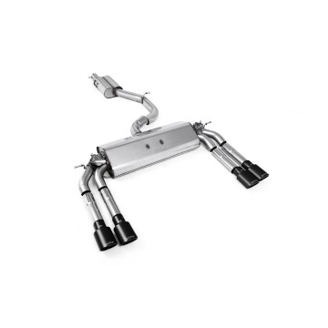 Audi S3 8V/V.2 - Resonated (Quieter) Cat-Back Exhaust System with Quad Oval Cerakote Black Trims