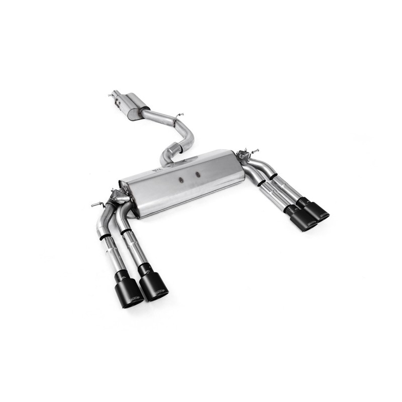 Audi S3 8V/V.2 - Resonated (Quieter) Cat-Back Exhaust System with Quad Oval Cerakote Black Trims