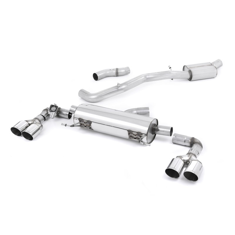 Audi S1 - Resonated (Quieter) Cat-Back Exhaust System with Quad Polished Round Trims