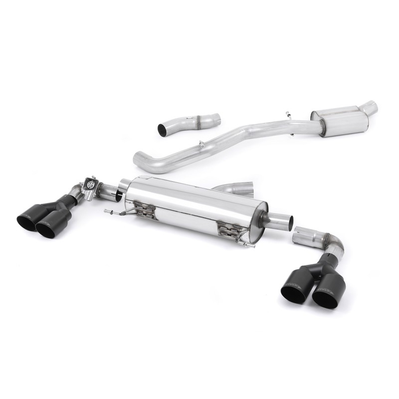 Audi S1 - Resonated (Quieter) Cat-Back Exhaust System with Quad Cerakote Black Round Trims