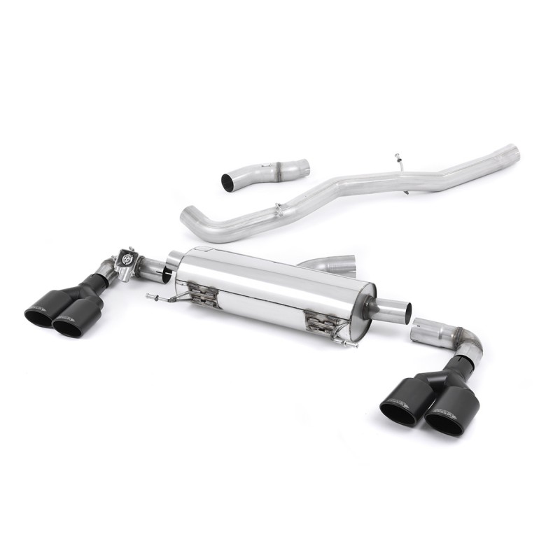 Audi S1 - Non-Resonated (Louder) Cat-Back Exhaust System with quad Cerakote Black Oval Trims