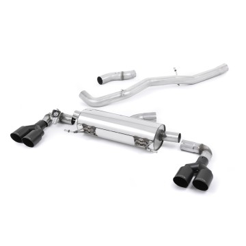 Audi S1 - Non-Resonated (Louder) Cat-Back Exhaust System with Quad Cerakote Black Round Trims