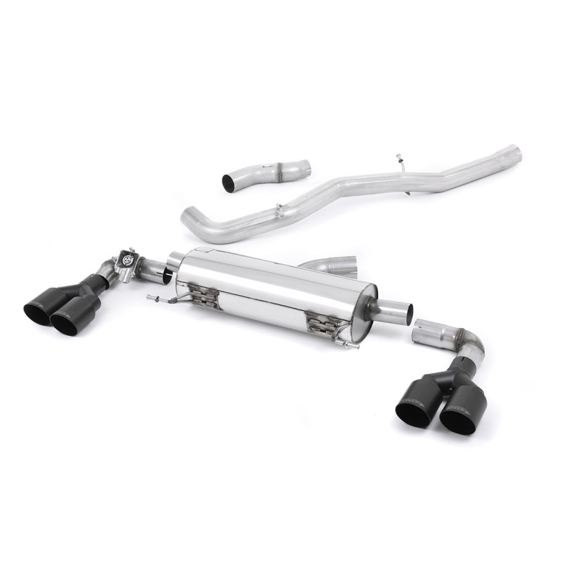 Audi S1 - Non-Resonated (Louder) Cat-Back Exhaust System with Quad Cerakote Black Round Trims