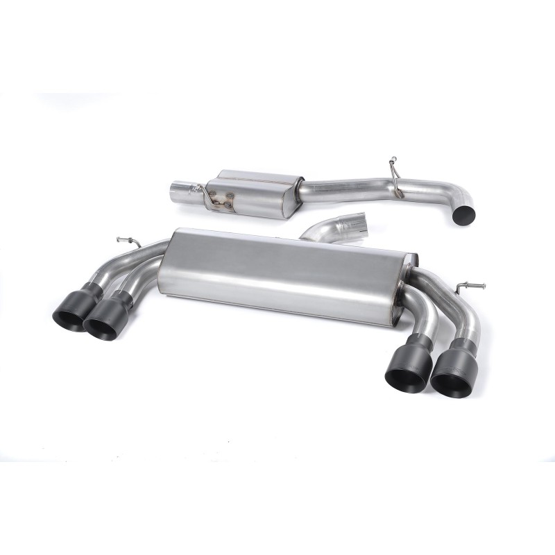 Audi S3 8V/8V.2 - Non-Valved & Resonated (Quieter) Cat-Back Race Exhaust System with Quad Round Cerakote Black Trims