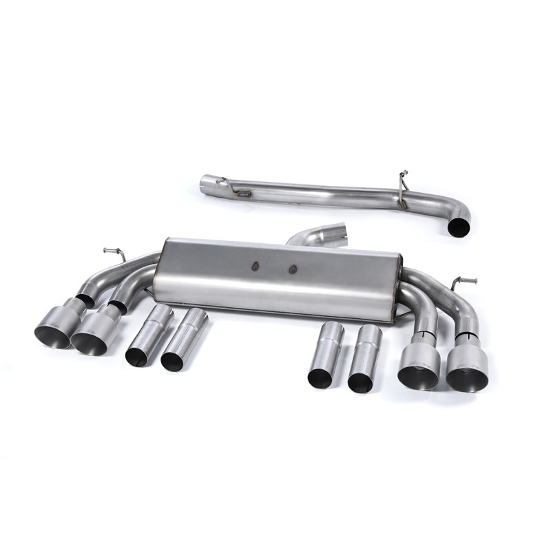 Audi S3 8V/V.2 - Non-Valved & Non-Resonated (Louder) Cat-Back Race Exhaust System Quad Round Titanium Trims