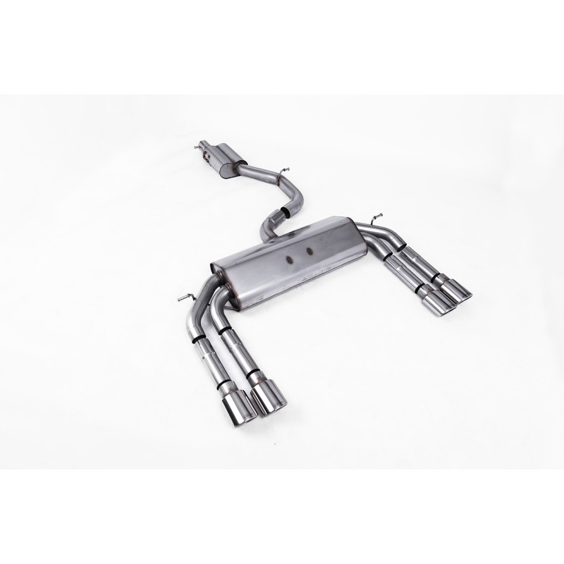 Audi S3 8V/V.2 - Non-Valved & Resonated (Quieter) Cat-Back Race Exhaust System with Quad Oval Polished Trims