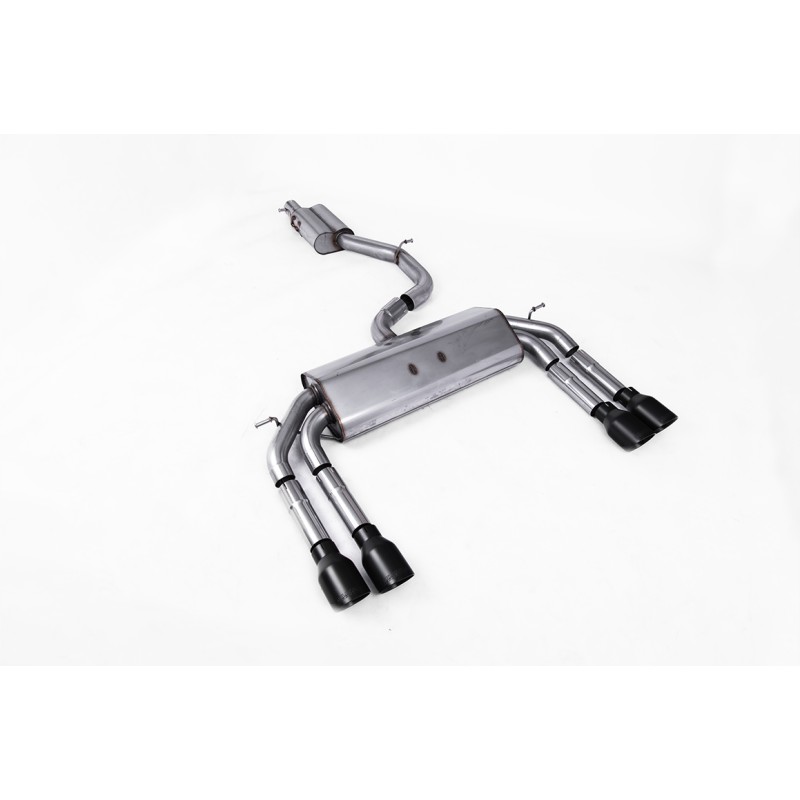 Audi S3 8V/V.2 - Non-Valved & Resonated (Quieter) Cat-Back Race Exhaust System with Quad Round Cerakote Black Trims