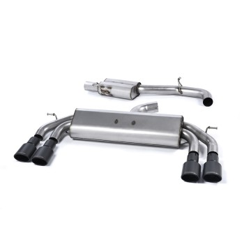 Audi S3 8V/8V.2 Sportback Non GPF - Non-Valved & Resonated (Quieter) Cat-Back Race Exhaust System with Quad Oval Cerakote Black Trims